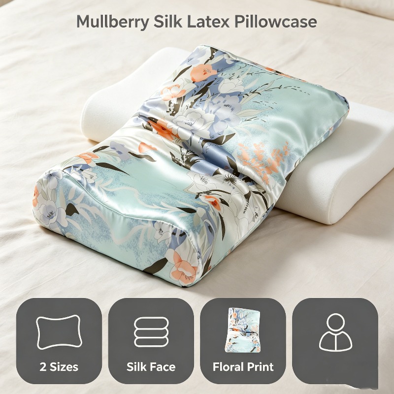 Home Improvement Business - 100% Mulberry Silk Latex Pillowcase Floral